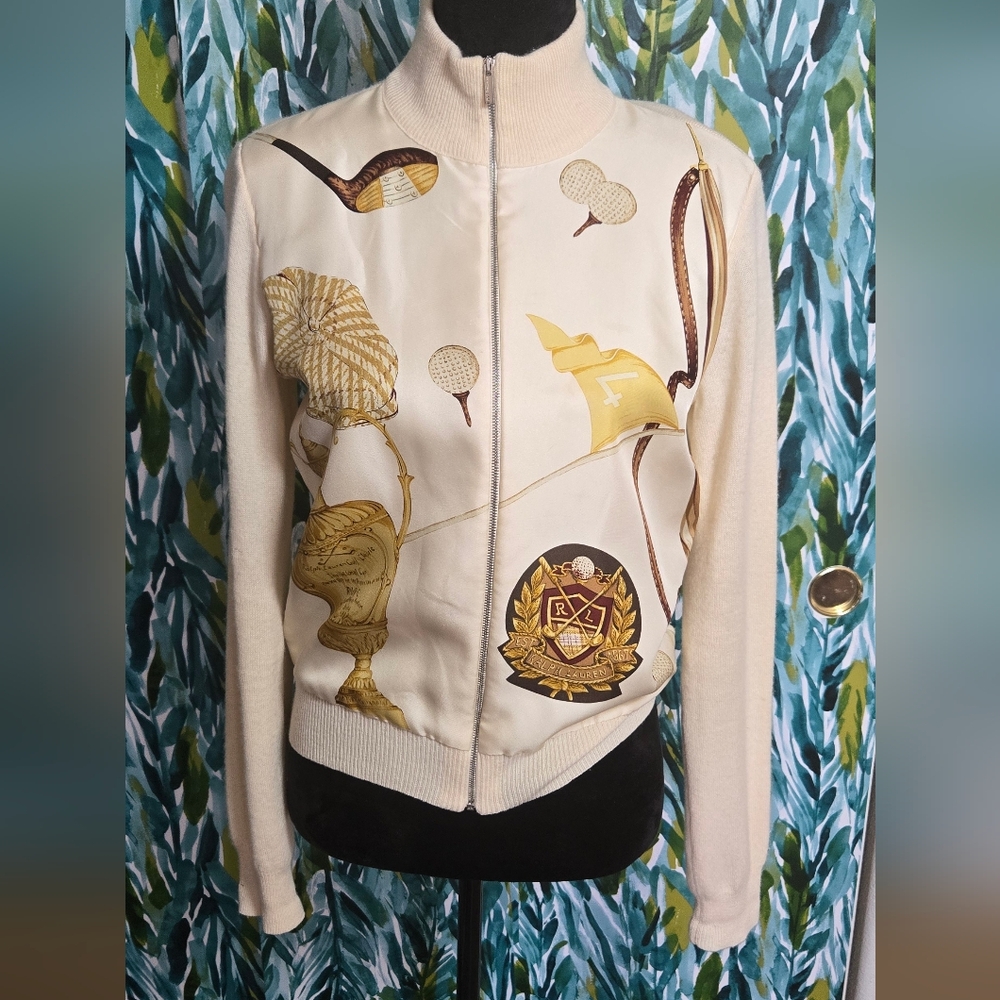 Ralph Lauren Golf 100% Cashmere And 100% Silk Zip Jacket